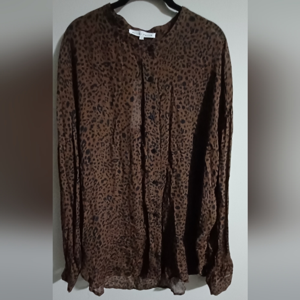 Melissa Nepton Brown and Black Animal Print Top